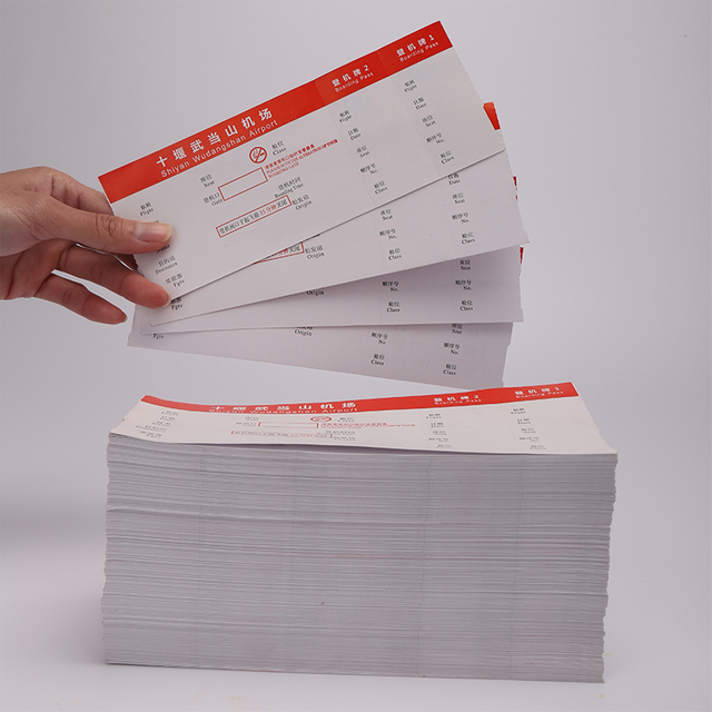 Cart&atilde;o de papel t&eacute;rmico 180-210g para etiqueta de bilhete de entrada de embarque de companhia a&eacute;rea